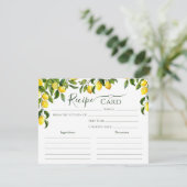 Citrus Lemon Brautparty Rezept Card Einladung (Stehend Vorderseite)