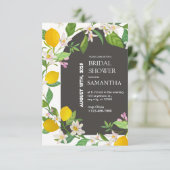 Citrus Lemon Bridal Dusche Einladung (Stehend Vorderseite)