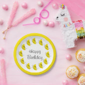 Citrus Lemon Circle Happy Birthday Pappteller (Party)