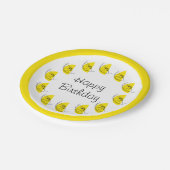 Citrus Lemon Circle Happy Birthday Pappteller (Schrägansicht)
