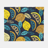 Citrus Lemon Doodle Muster Hintergrund Fleecedecke (Vorderseite (Horizontal))