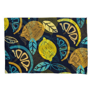 Citrus Lemon Doodle Muster Hintergrund Kissenbezug