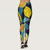 Citrus Lemon Doodle Muster Hintergrund Leggings (Rückseite)