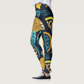 Citrus Lemon Doodle Muster Hintergrund Leggings (Links)