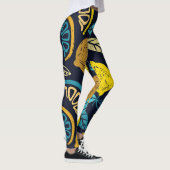 Citrus Lemon Doodle Muster Hintergrund Leggings (Rechts)