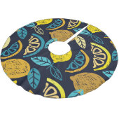 Citrus Lemon Doodle Muster Hintergrund Polyester Weihnachtsbaumdecke (Schrägansicht)