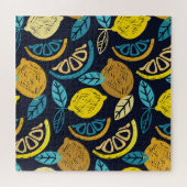 Citrus Lemon Doodle Muster Hintergrund Puzzle (Horizontal)