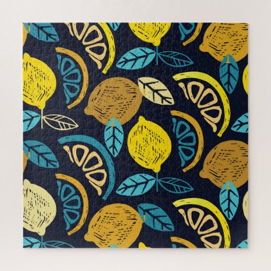 Citrus Lemon Doodle Muster Hintergrund Puzzle (Vertikal)