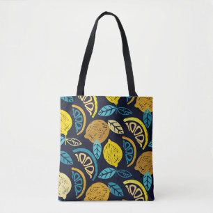 Citrus Lemon Doodle Muster Hintergrund Tasche