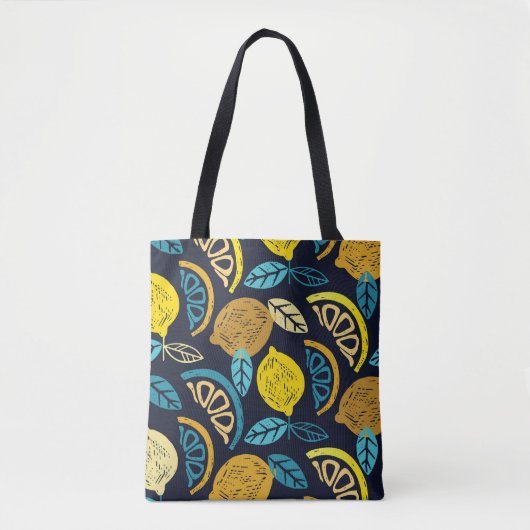 Citrus Lemon Doodle Muster Hintergrund Tasche (Vorderseite)