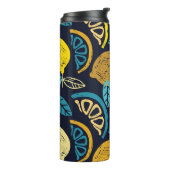 Citrus Lemon Doodle Muster Hintergrund Thermosbecher (Nach links gedreht)