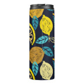 Citrus Lemon Doodle Muster Hintergrund Thermosbecher (Rückseite)