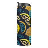 Citrus Lemon Doodle Muster Hintergrund Thermosbecher (Nach rechts gedreht)