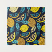 Citrus Lemon Doodle Muster Hintergrund Wandteppich (Vorderseite (Horizontal))