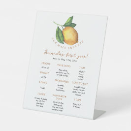 Citrus lemon First Birthday Milestone Geburtstag Sockelschild