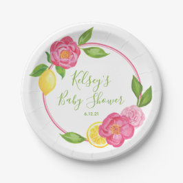 Citrus Lemon Floral Baby Dusche Lemon Rose Papier  Pappteller