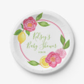 Citrus Lemon Floral Baby Shower Lemon Roses Pappteller (Vorderseite)
