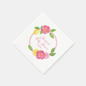 Citrus Lemon Floral Rose Baby Dusche Party Serviette (Ecke)