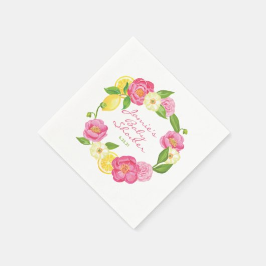 Citrus Lemon Floral Rose Baby Dusche Serviette (Ecke)