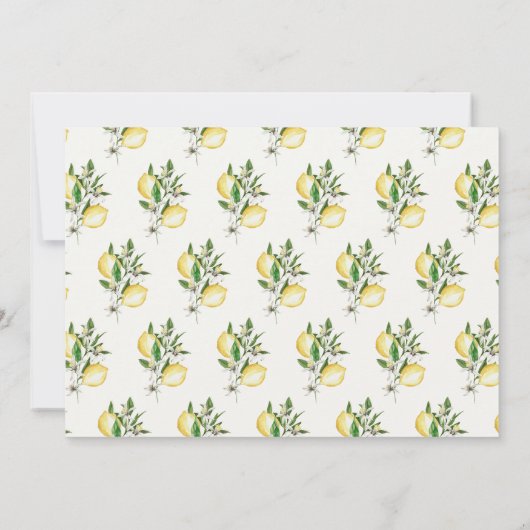 Citrus Lemon Floral Wasserfarbe Save the Date Einladung (Rückseite)