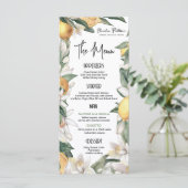 Citrus Lemon Floral Watercolor Babydusche Menükarte (Stehend Vorderseite)