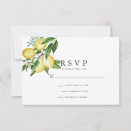 Citrus Lemon Floral Watercolor RSVP Karte
