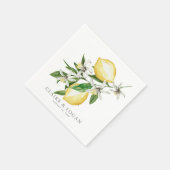 Citrus Lemon Floral Watercolor Wedding Serviette (Ecke)