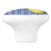 Citrus Lemon Foliage Wasserfarbmuster Navy Blau Keramikknauf (Seitenansicht)