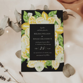 Citrus Lemon Fruit Black Wedding Einladung