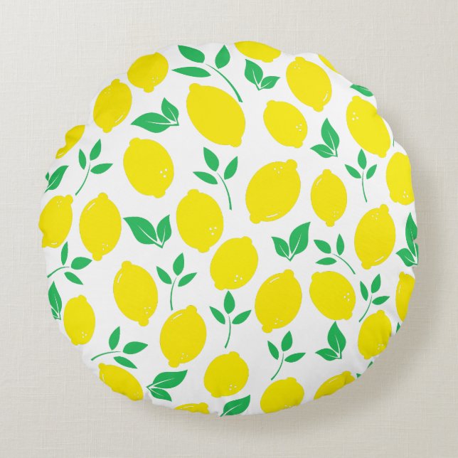Citrus Lemon Fruit Pattern Throw Kissen (Vorderseite)