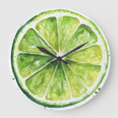 Citrus Lemon Green Fruit Slice Round Clock Große Wanduhr (Vorderseite)
