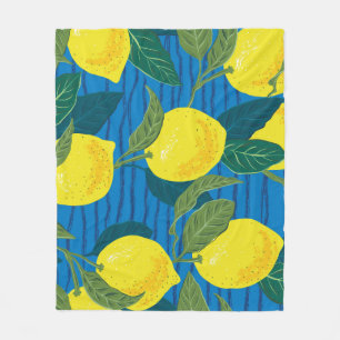 Citrus Lemon: HandGezeichnet Vintag nahtlos. Fleecedecke