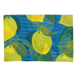 Citrus Lemon: HandGezeichnet Vintag nahtlos. Kissenbezug