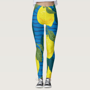 Citrus Lemon: HandGezeichnet Vintag nahtlos. Leggings