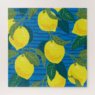Citrus Lemon: HandGezeichnet Vintag nahtlos. Puzzle