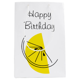 Citrus Lemon Happy Geburtstag Geschenktasche Mediu Mittlere Geschenktüte