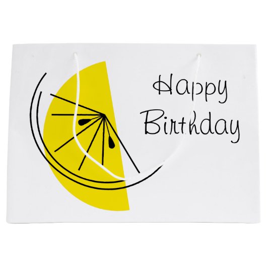 Citrus Lemon Happy Geburtstagsgeschenk Tasche groß Große Geschenktüte (Vorderseite)