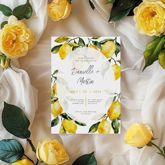 Citrus Lemon Italien Einladung zur Hochzeit
