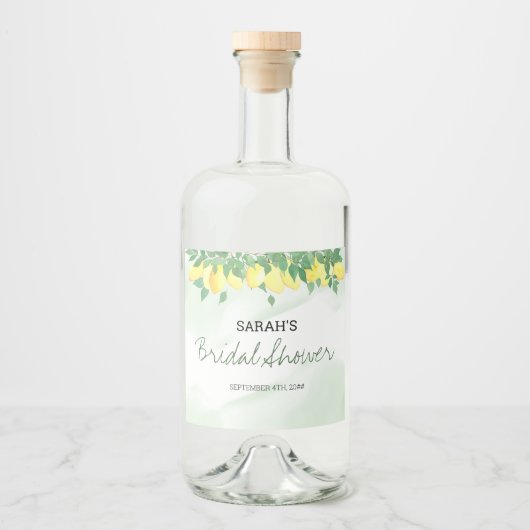 Citrus Lemon Lässiges Skript Personalisiert Alkoholflaschenetikett (Vorderseite)