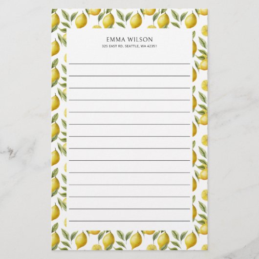 Citrus Lemon Limon Lined Briefpapier (Vorderseite)