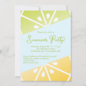 Citrus Lemon Limon Yellow Blue Summer Party Einladung (Vorderseite)