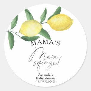 Citrus Lemon - Mama's wichtigste Babydusche Runder Aufkleber