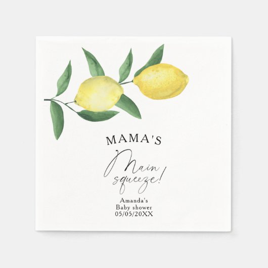 Citrus Lemon - Mama's wichtigste Babydusche Serviette (Vorderseite)