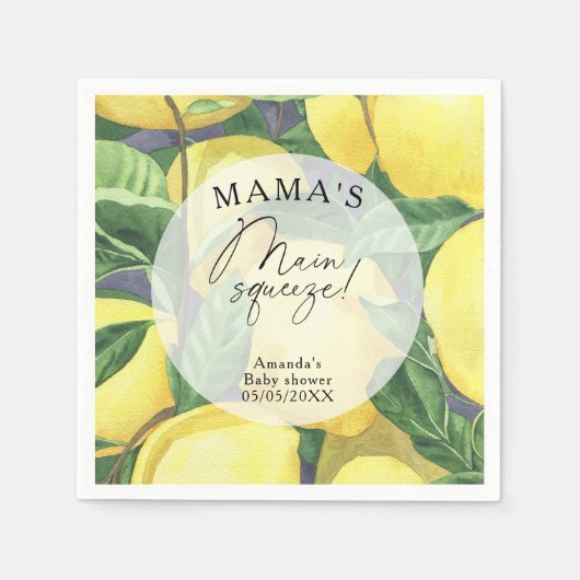 Citrus Lemon - Mama's wichtigste Babydusche Serviette (Vorderseite)