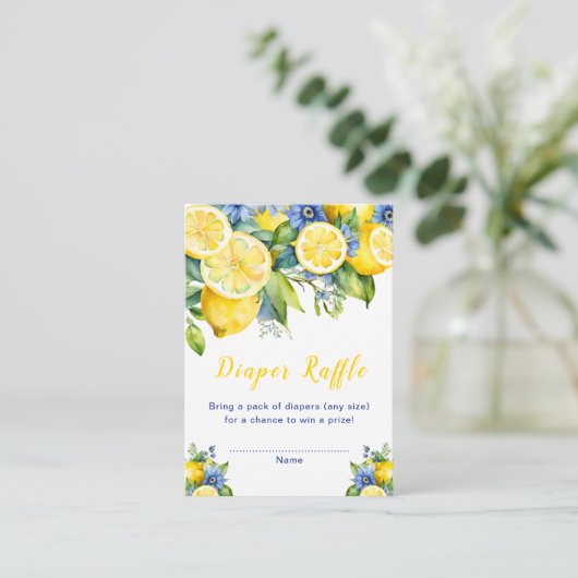 Citrus Lemon Mediterranean Baby Show Diaper Raffle Begleitkarte (Stehend Vorderseite)