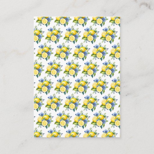 Citrus Lemon Mediterranean Baby Show Diaper Raffle Begleitkarte (Rückseite)