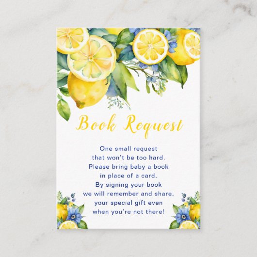 Citrus Lemon Mediterranean Baby Showe Buchungsanfr Begleitkarte (Vorderseite)