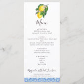 Citrus Lemon Mediterranean Blue Bridal Luncheon Menükarte (Vorderseite)