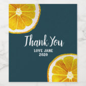 Citrus lemon modern danke Geschenk Weinetikett (Einzelnes Label)