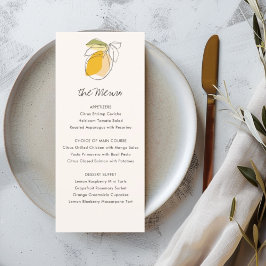 Citrus Lemon Modern Line Zeichnend Hochzeitsmenü Menükarte